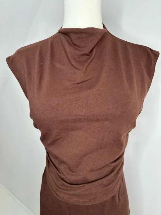 REFORMATION brown organic cotton knit two piece set, women’s size S - Picture 4 of 15
